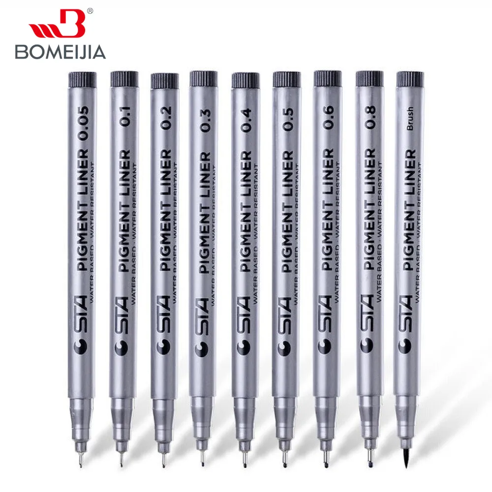 Promotional STA Fine Tip Colored Writing Drawing Marker Pen 0.05 0.1 0.2 0.3 0.4 0.5 0.6 0.8 Fineliner Point Marker Pen Set