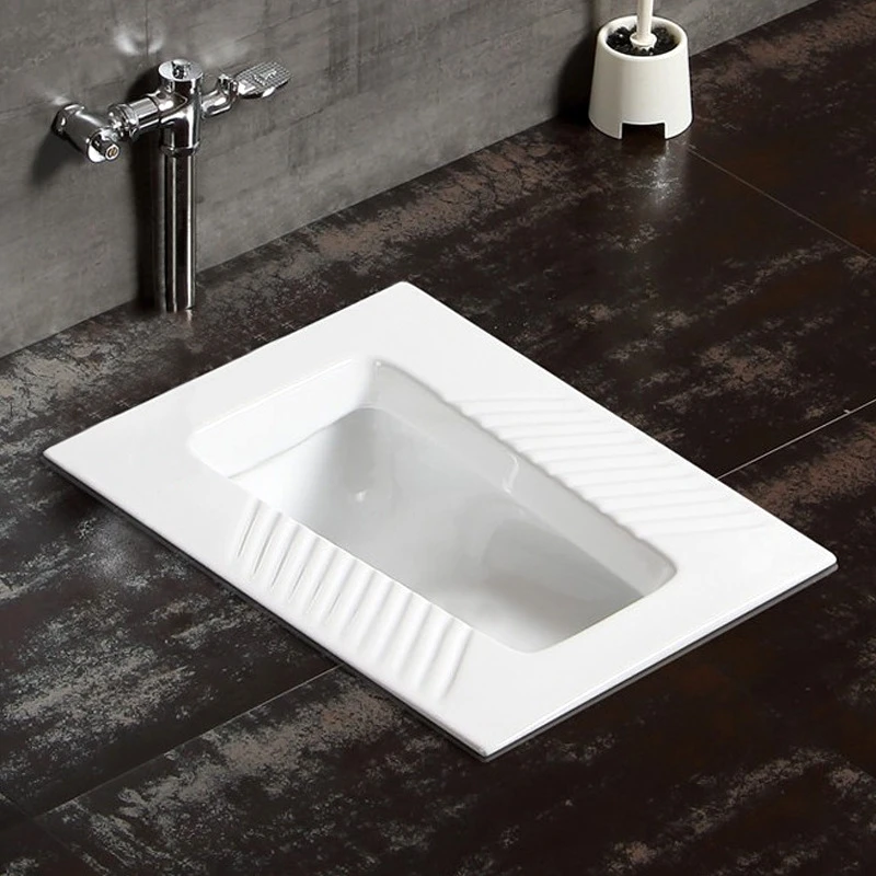 Bathroom Squat Toilet Set Porcelain Flushing Tank Household Engineering Squat Stool Orissa Pan Type Foot Valve Induction Toilet