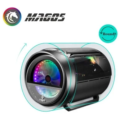 Panoramic ITX Case RGB, Round Desktop Computer Gamer Cabinet, USB 3.0 + 20CM Fan, PC MOD Box-Vitality Bomb