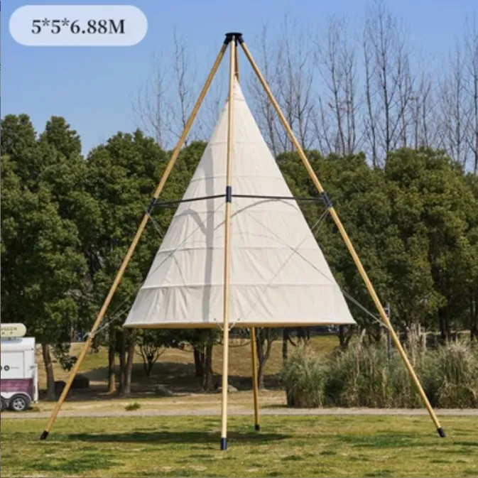 Outdoor Wind Resistant Luxury  Glamping Pyramid Bamboo Tipi Tent for Events Restaurant Party