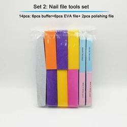 Professional Manicure Set Tools Kit Rectangular Art Care Block 12pcs/sets Nail Files And Buffers