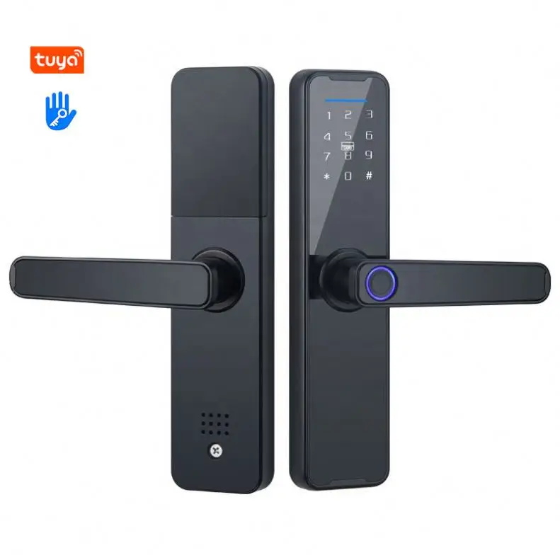 Tuya Smart Digital Electronic Security Door Lock with Biometric Fingerprint Door Locks Handles Key Card