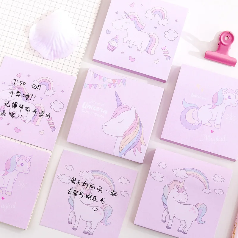 Cartoon stationery adhesive printed unicorn kawaii sticky note set