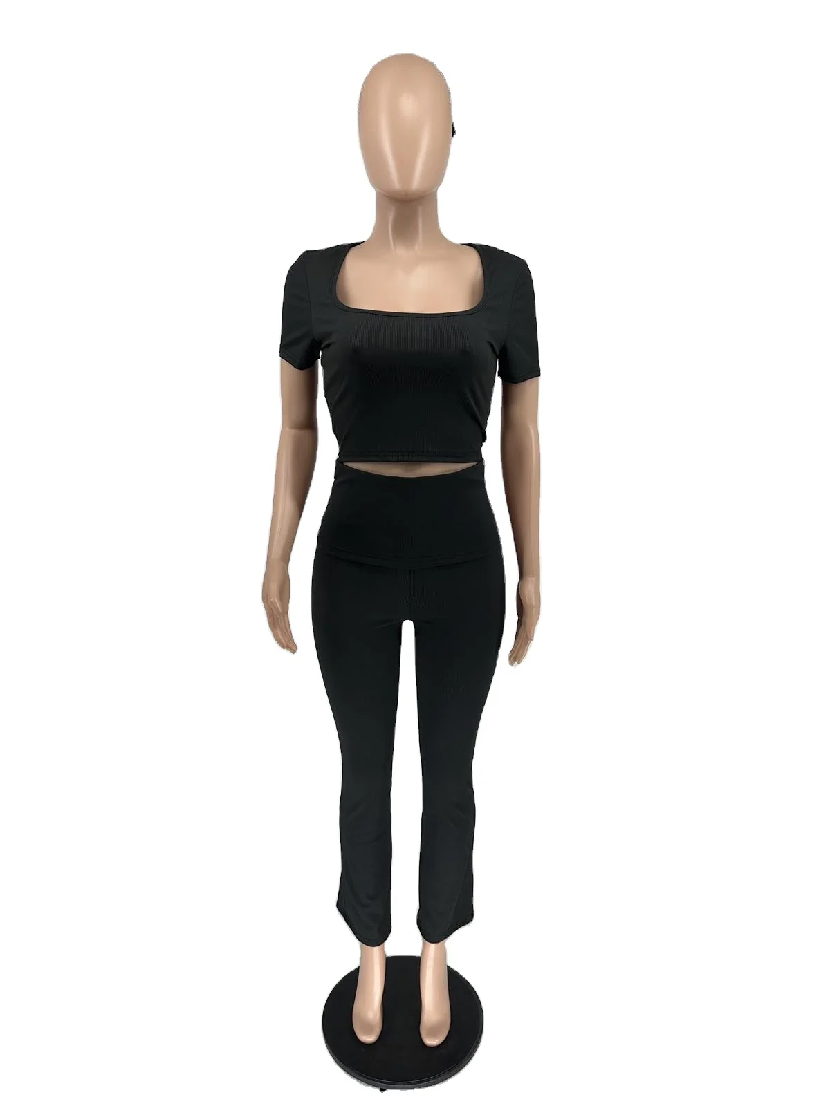 Custom Lounge Wear Ladies Wholesale Knitted Casual 2 Piece Set Women Short Sleeves Top And Legging Pajamas For Women Set