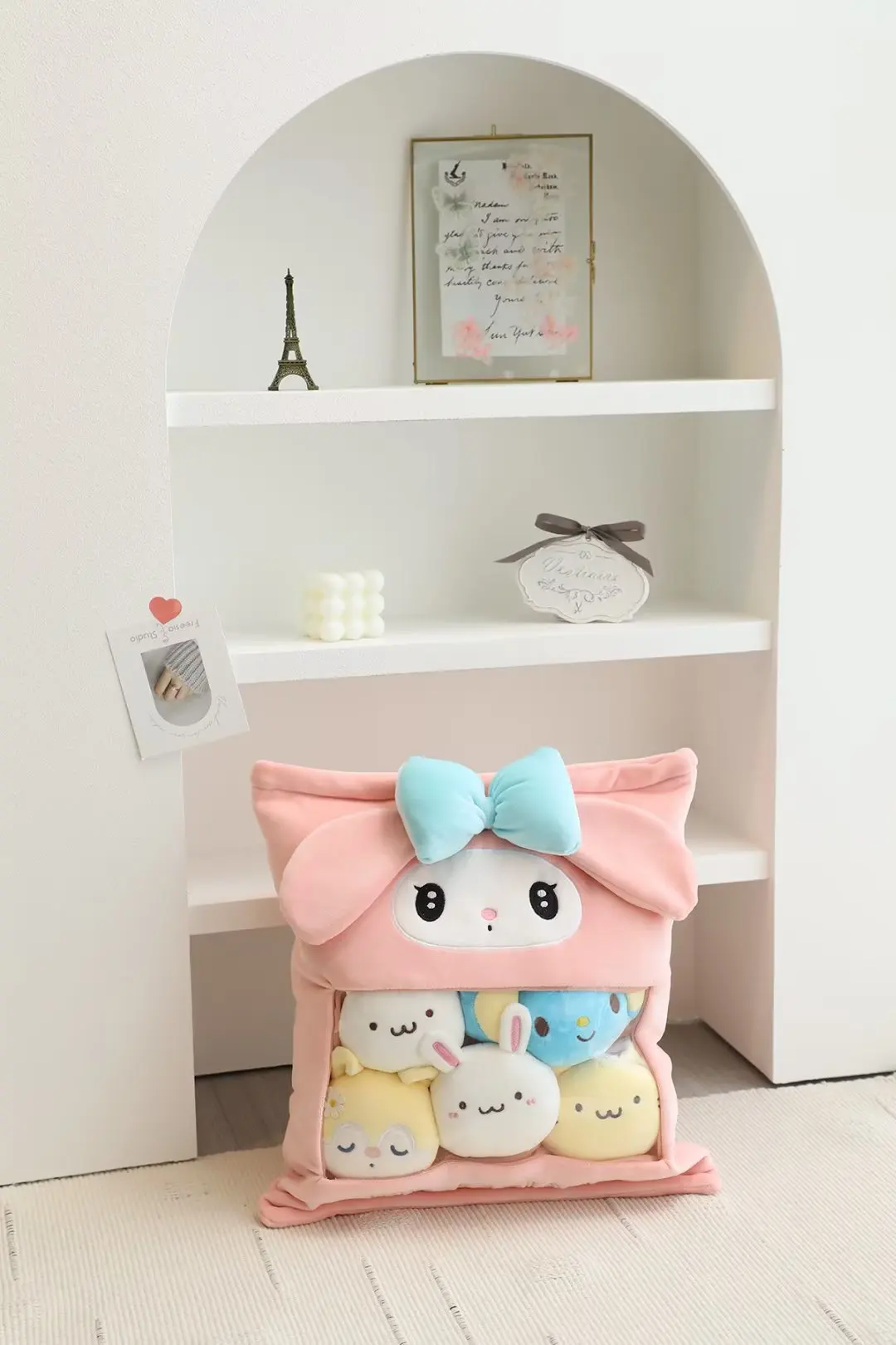 Cute Cartoon Pink Meredith Rabbit Pudding Dog Cat Little White Dog Round Ball Plush Doll Pillow Doll Cushion