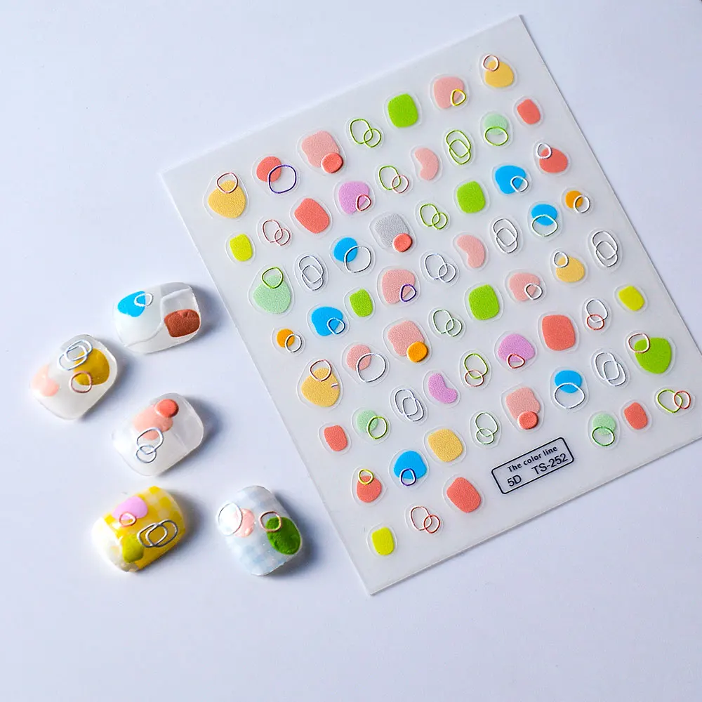 2023 Custom Logo Colorful Line 5d Nail Art Glue Stickers Designer Brands For Decoration