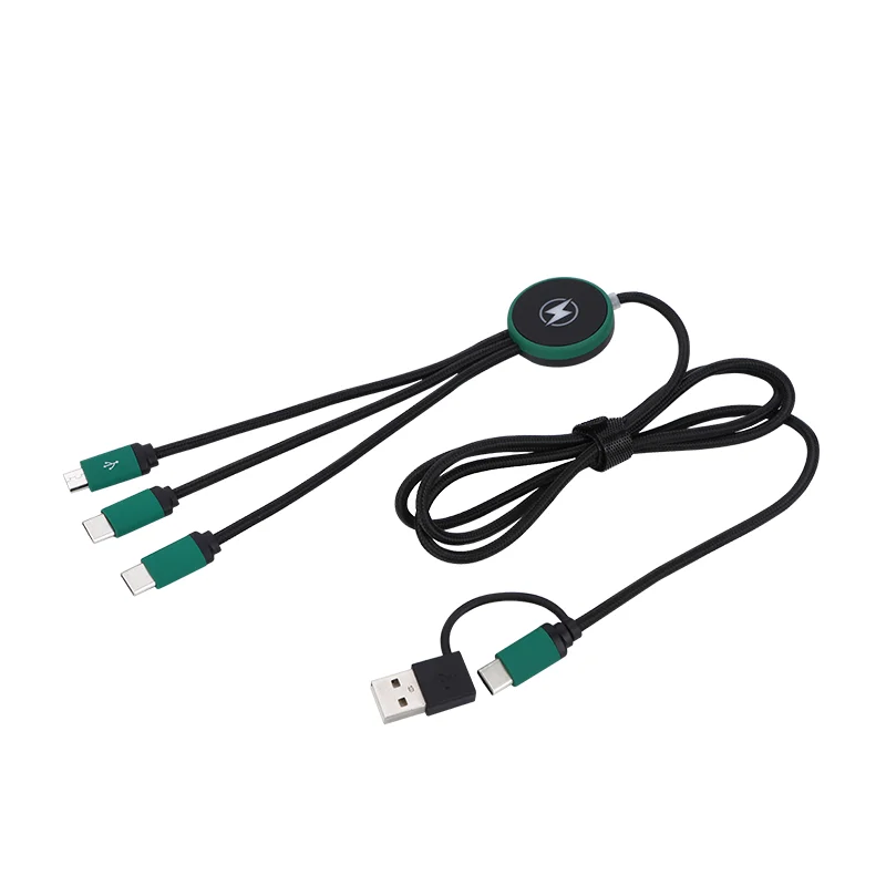 Оптовая продажа с фабрики высокое качество все в одном универсальный usb-кабель 2 3 для быстрой зарядки и передачи данных со светодиодным логотипом типа c под заказ подарки