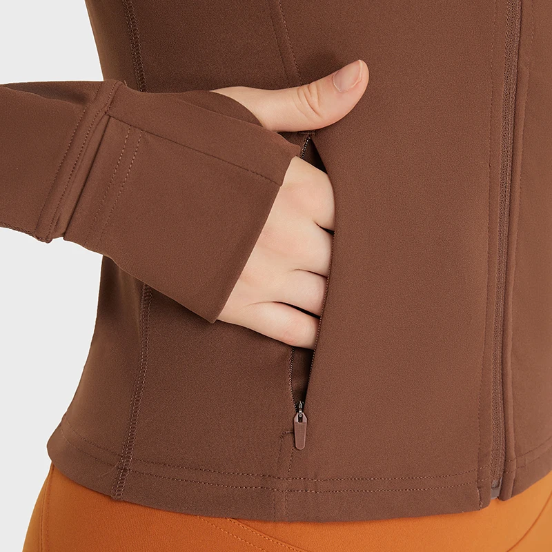 Female Lulu Sports Workout Wear Clothes Zip Up Quick Dry Gym Running Long Sleeve Top Custom Women Yoga Jacket