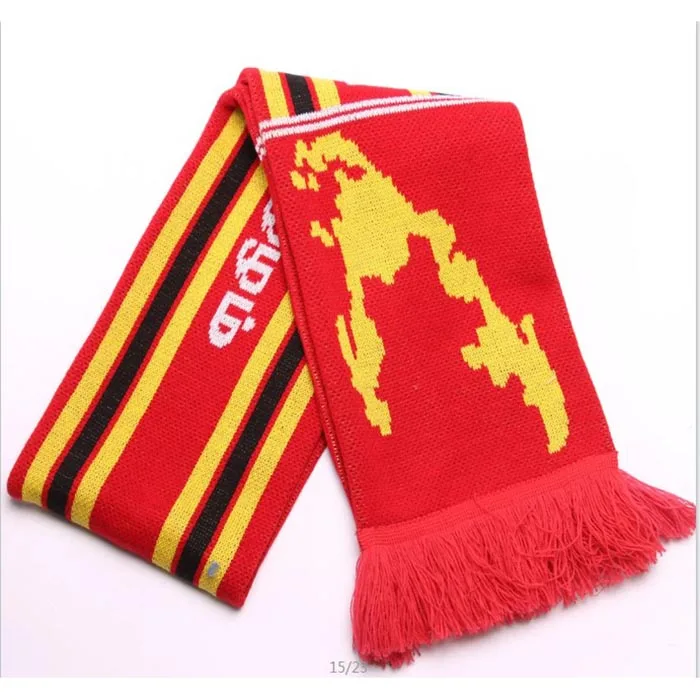 Personalized Comfortable Premium Knitting Fashions cashmere Sport Soccer Scarf With Tassel