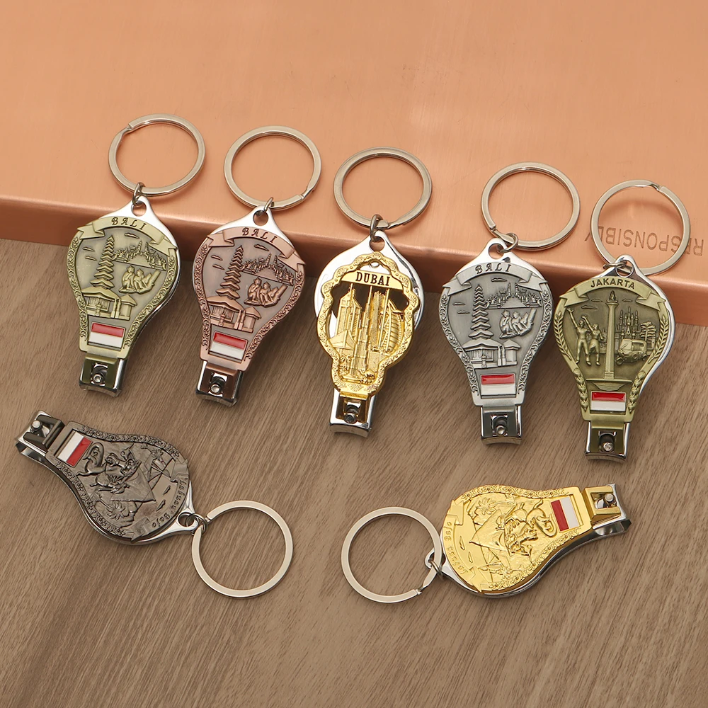 Custom Metal Tourist Souvenir Nail Clippers Keychain Personalizado Nail Scissors Key Ring Holder Accessories