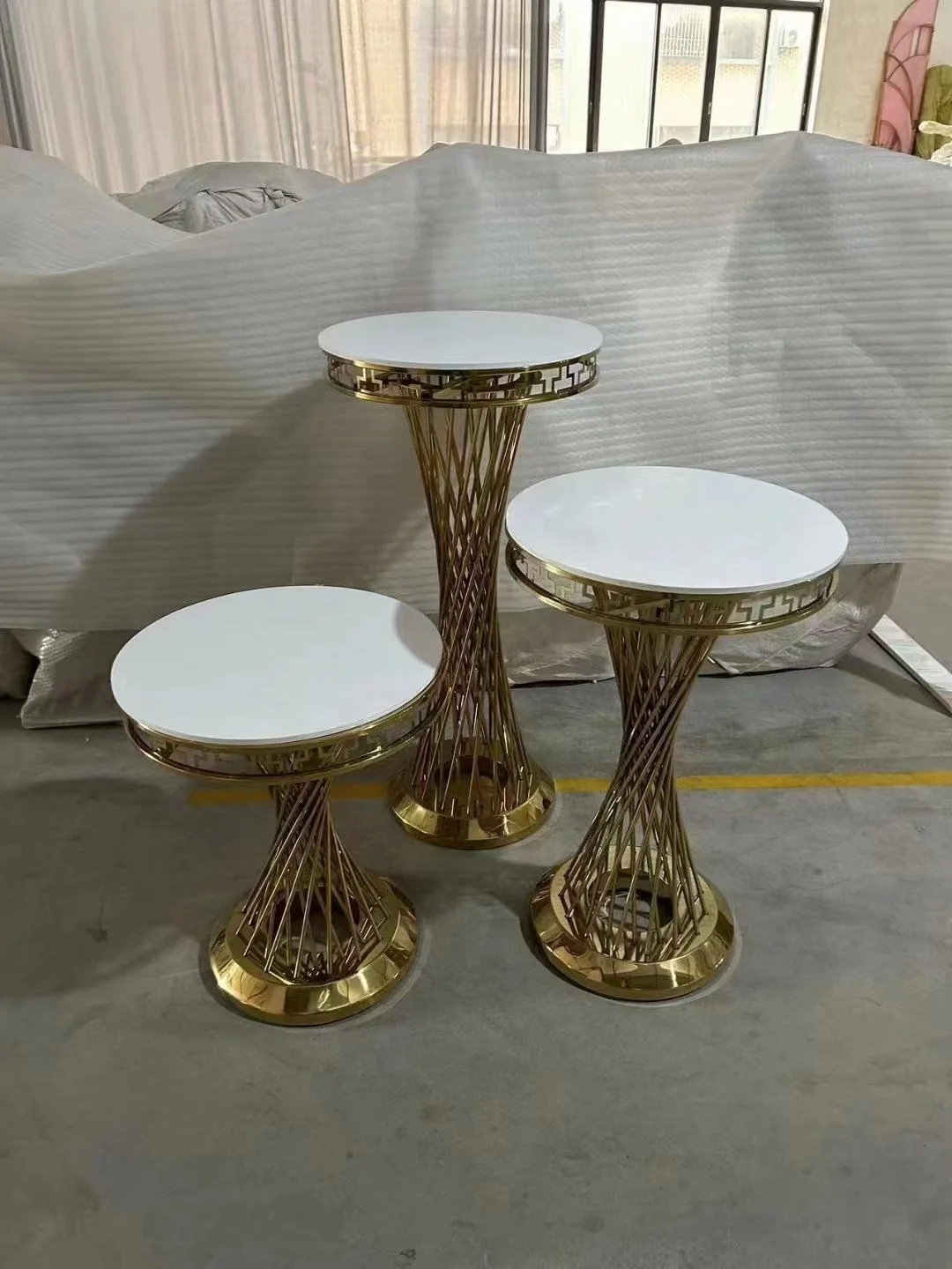 party rental used square stainless steel plinth cake table flower stand pedestal for wedding decoration