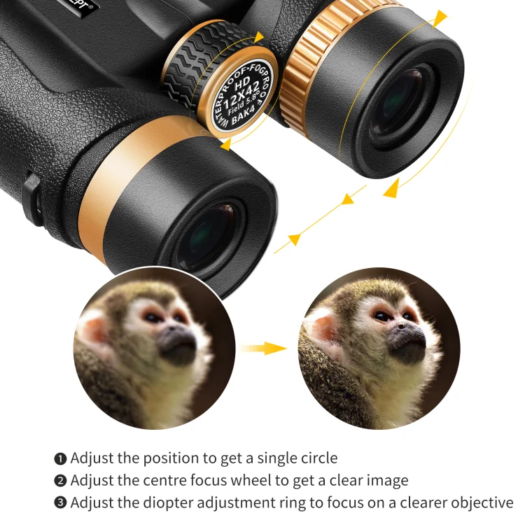 K&F Concept 12x42 high powerful digital hunting binoculars bak4 night vision goggles binoculars for adults