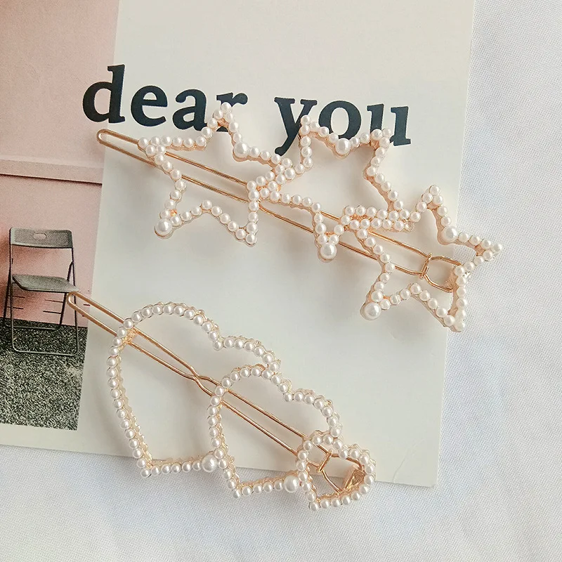 Заколка для волос в классическом стиле Фея Жемчуг любовь звезда Геометрия заколка для волос лягушка боковой зажим женские аксессуары для волос