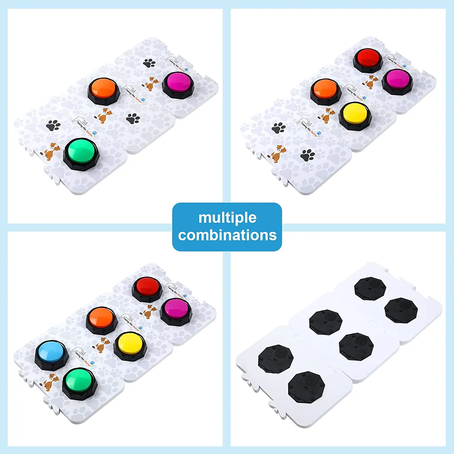 Set of 6 Recordable Buttons, 6 Dog Buttons wth 3 Mats - Record & Playback Your Own Message to Teach Your Dogs Voice What