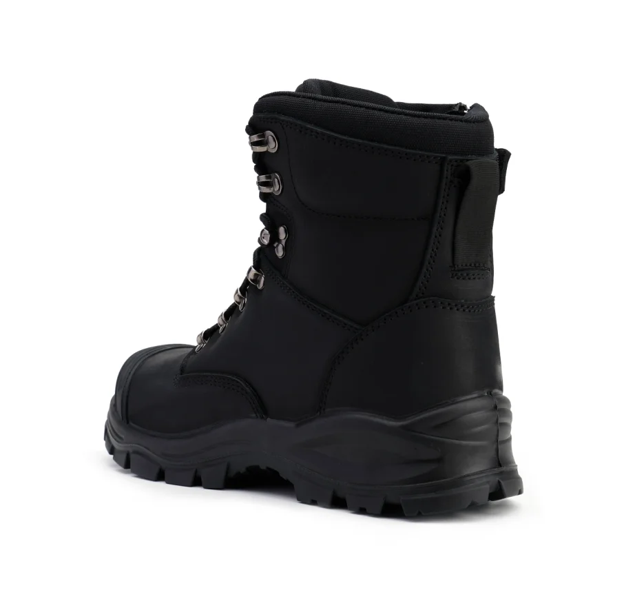 Wholesale Price Australia High Quality Nubuck Leather Steel Toe PU sole black zipper lace  high ankle anti-oild Safety  Boots