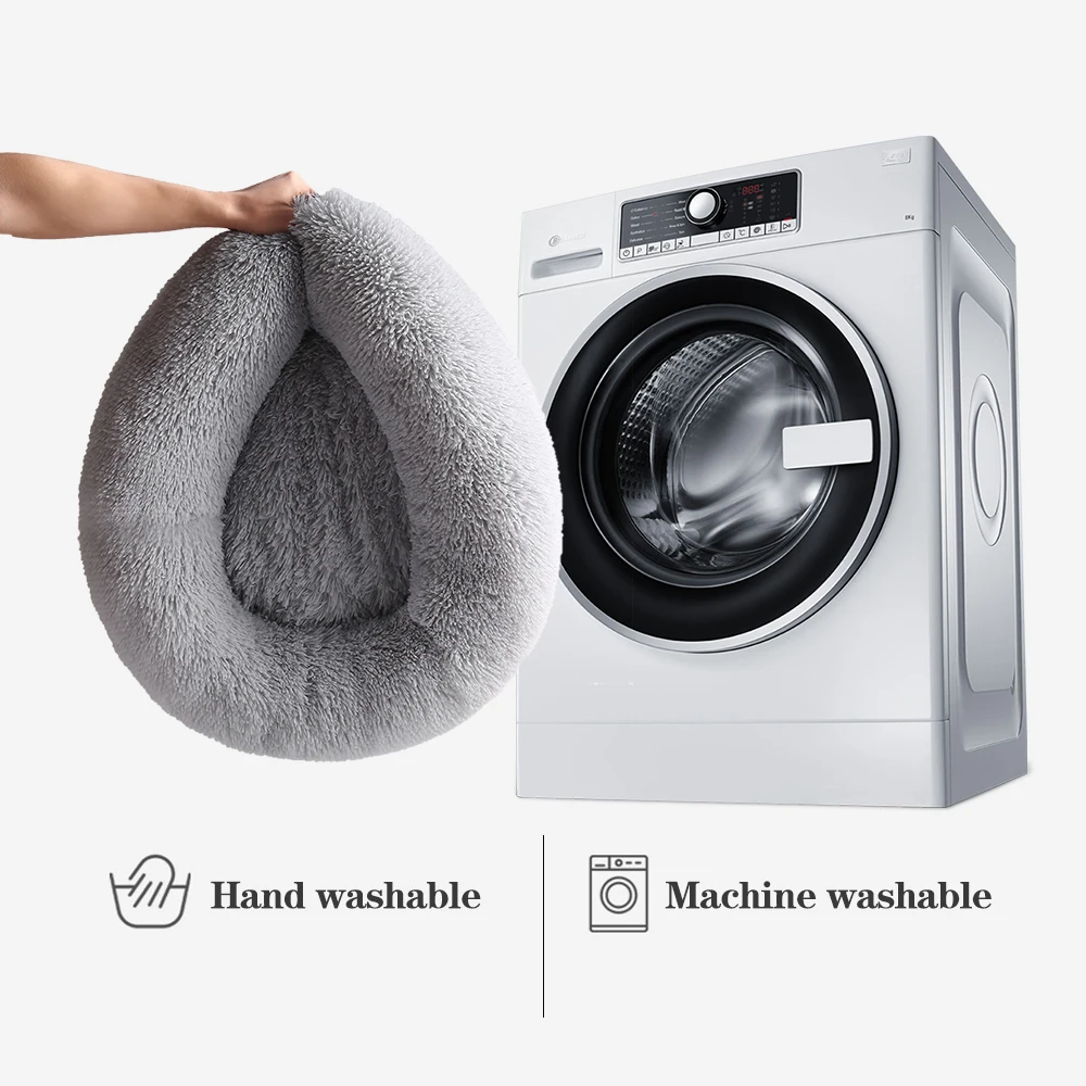 Luxury Cat Dog Bed various stock size round warming deep rainbow sleep donut fluffy pet bed