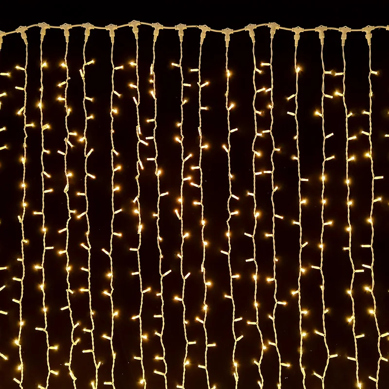 Ip44 Waterproof connectable white rubber cable LED curtain light string Festive Christmas wall decoration Lights