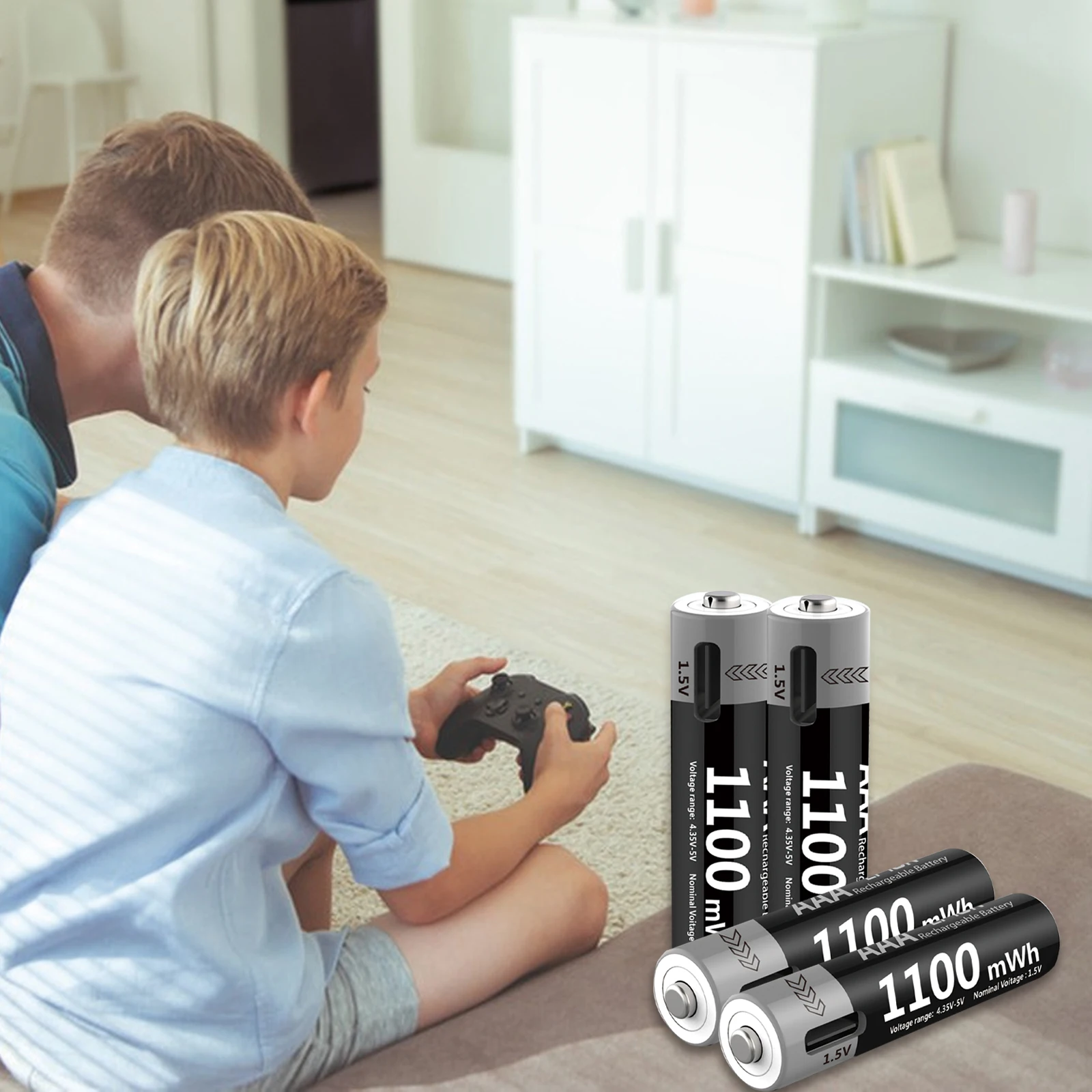 Mobile backup battery for remote control game console AAA 1.5V 1100mWh tpye-c USB rechargeable lithium ion battery