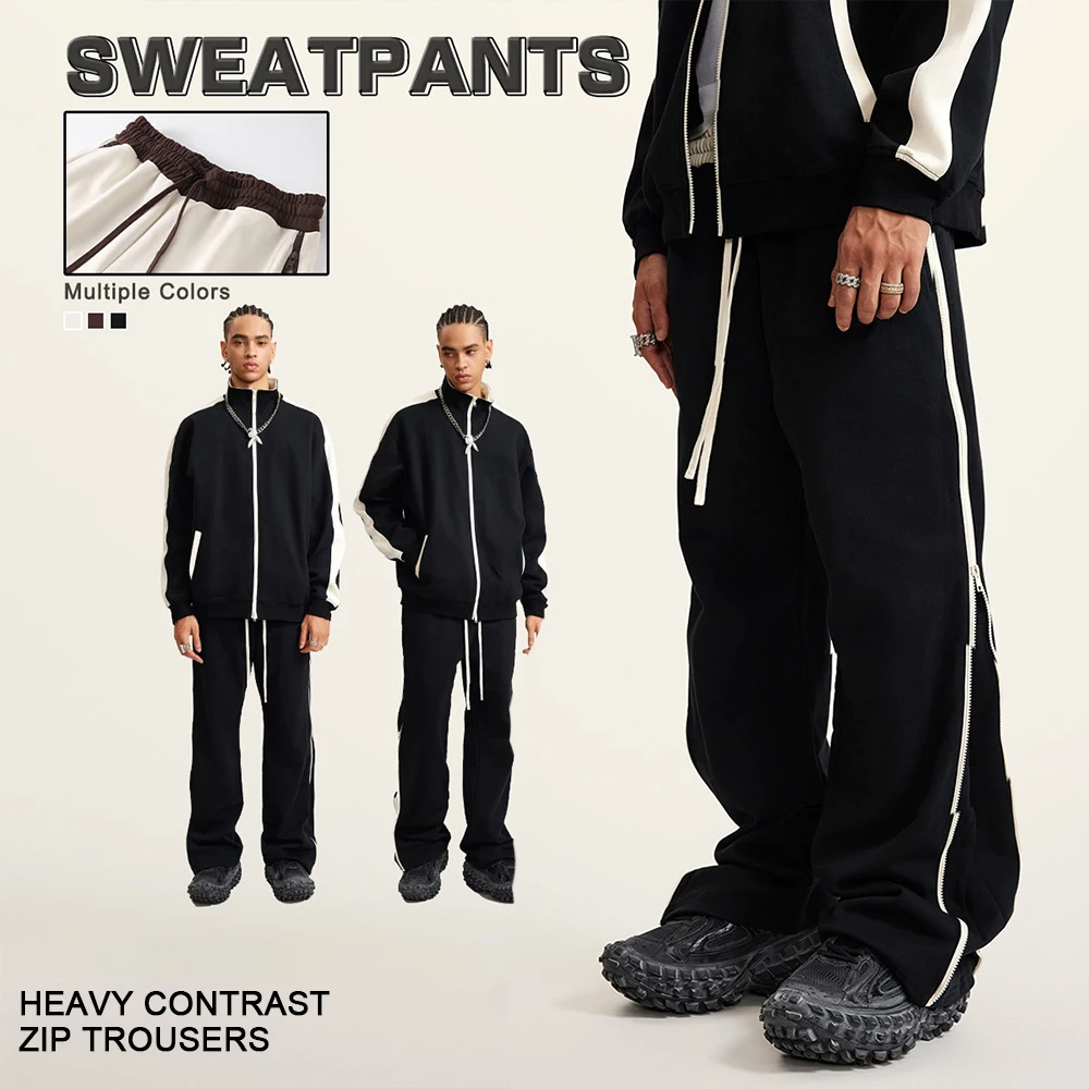 Paint Track Baggy Flare Sweat Pants Jogger Men Custom Heavyweight Cotton Blank French Terry Stacked Flared Men Sweatpants Pants