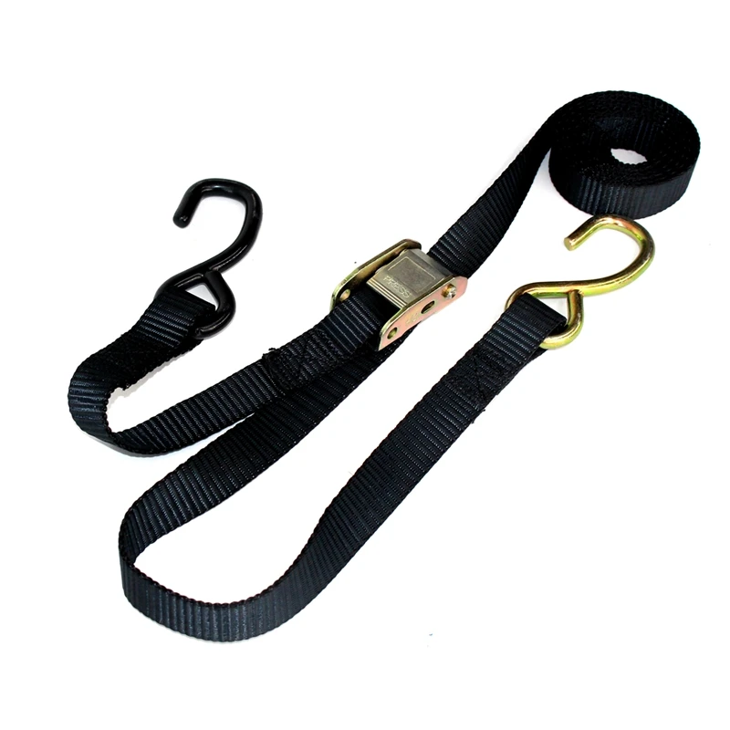 High quality 1inch 6ft 12ft motorcycle cam buckle locking tie down strap soft loops with S hooks