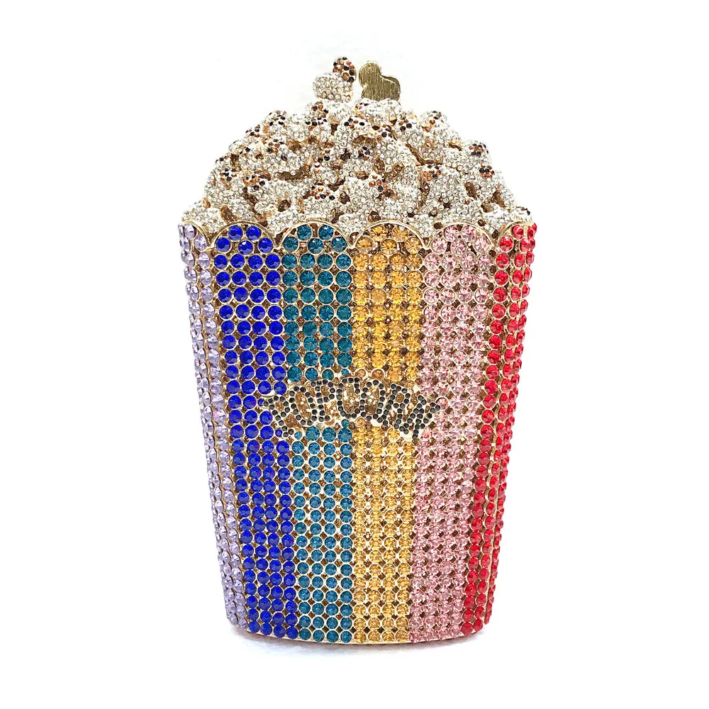 2021 women wedding bridal bling diamond party skull handbag hand rhinestone ice cream clutch popcorn gun purse evening bags