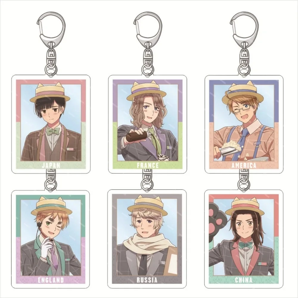 Anime Hetalia Axis Powers Keychain APH Figures Acrylic Key Chain Ludwig Lovino Vargas Antonio Arthur Kirkland Key Ring Pendant