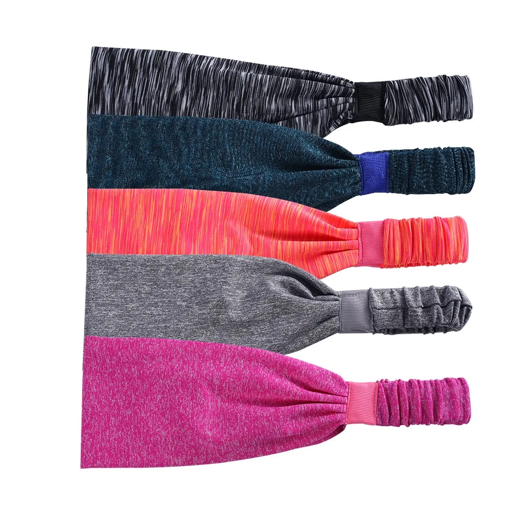 Custom Logo Running Fitness Elastic Sports Sweatband Wicking Workout Non Slip Multi Soft Yoga Headbands with One Size Fit All