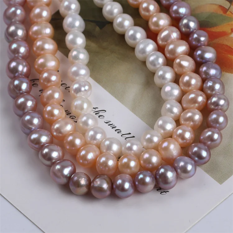 6-7mm white pink purple freshwater potato shape beads pearl strand for jewelry making