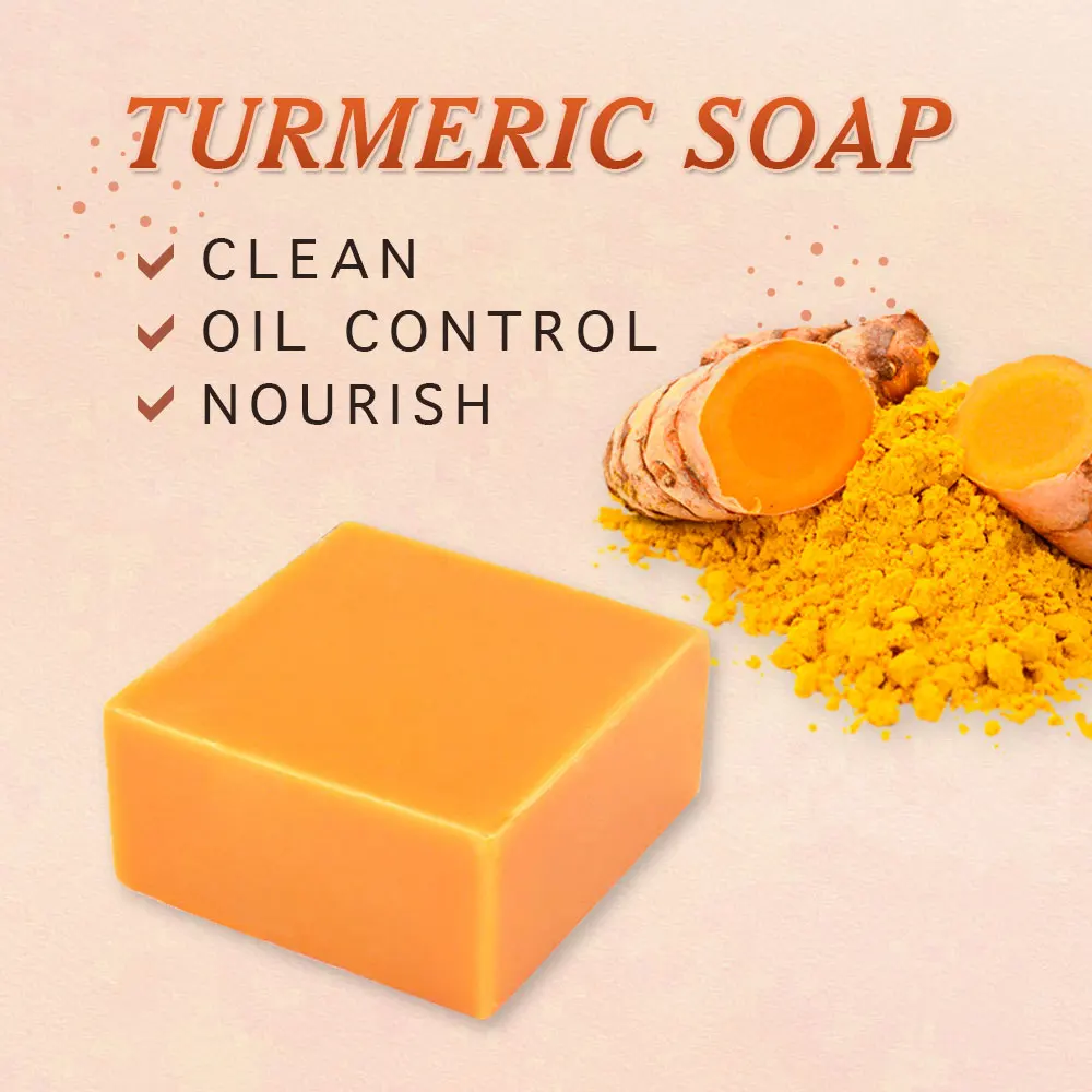 BLIW Wholesale 100% Natural Handmade Organic Oil Control Skin Care Face Body Basic Cleaning Essence Turmeric Soap