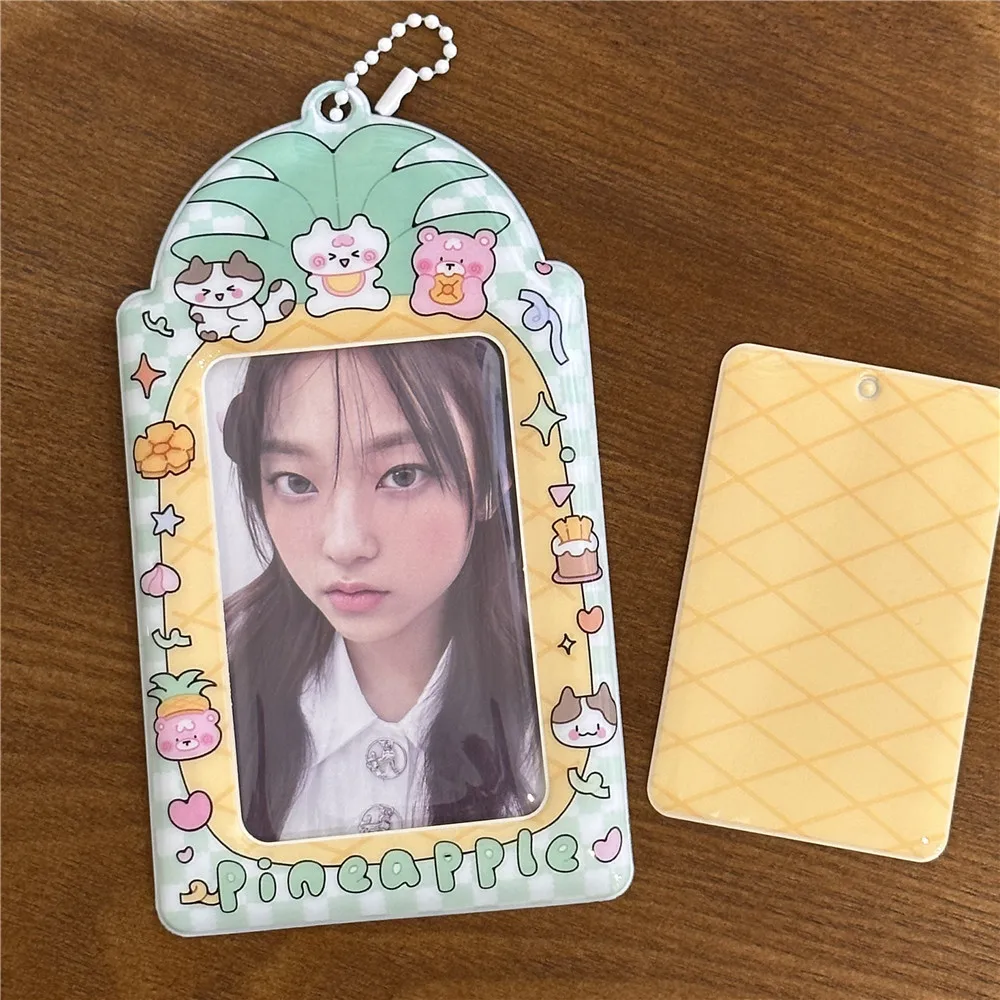 Small MOQ High Quality Custom Design Kpop Die Cut Shape PVC Photo Card Cover Cute Cartoon Photocard Holder with Keychain