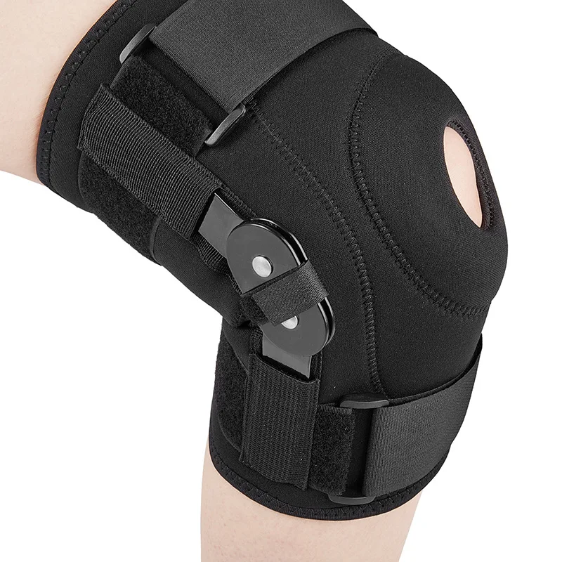 sport neoprene medical open patella hinged knee joint brace support with side stabilizers for arthritis pain relief