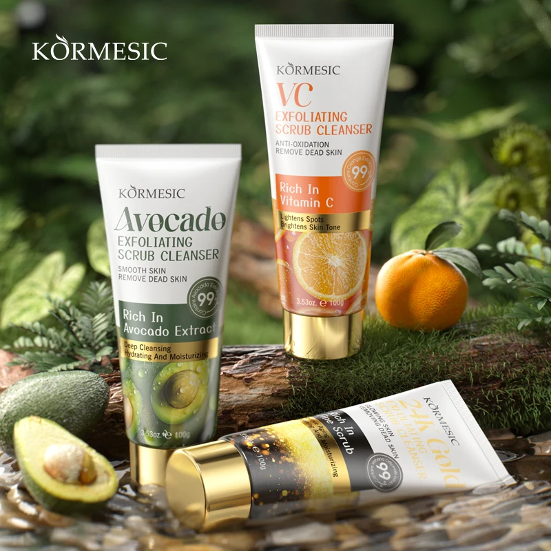 KORMESIC 24K отшелушивающий скраб очищающее средство для лица 100 г крем увлажняющий авокадо VC Отбеливание BPOM одобренная аминокислота