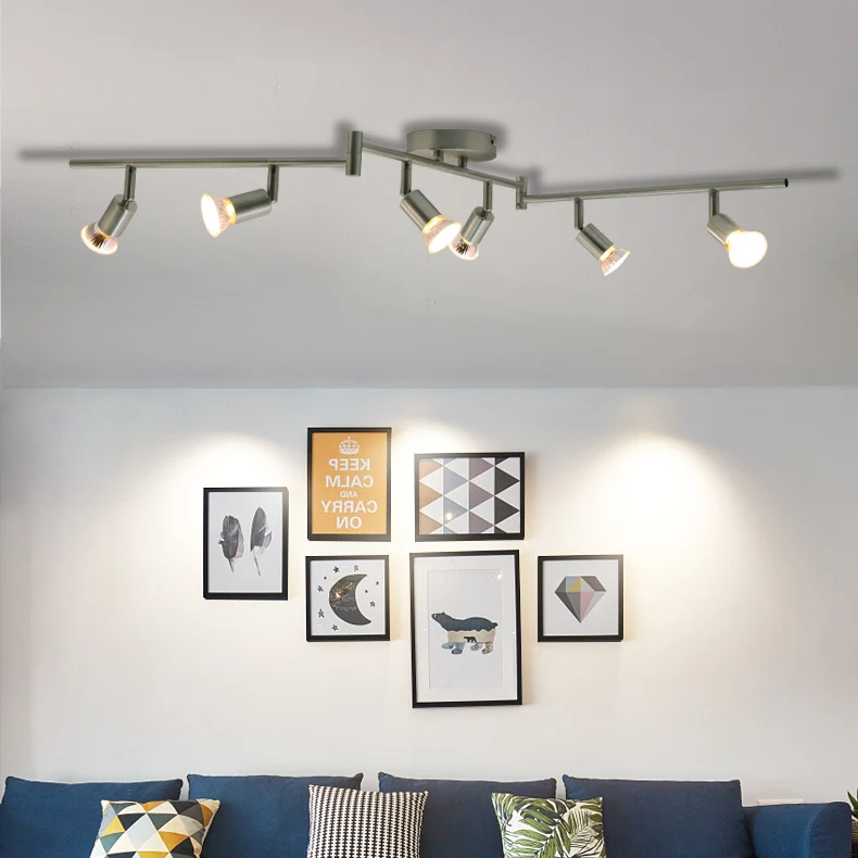 How Bright 6-Light LED Track Lighting Kit Flexibly Rotatable Light Heads 6 Way Ceiling Spotlight Matt Nickel