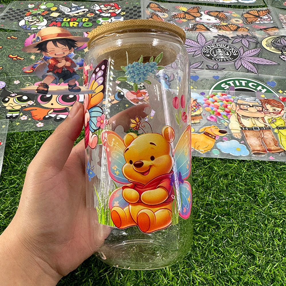 Waterproof UV DTF Cup Wrap Transfers 16oz Vinyl Wrap Glass Cups Label Sticker for Cup Wraps Transfer Printing