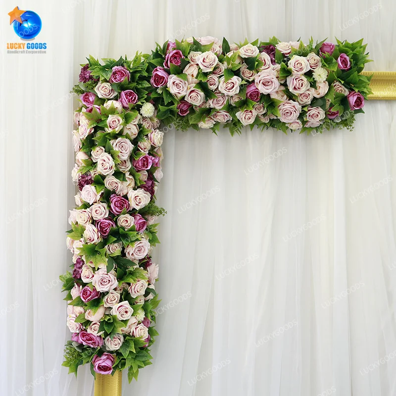 Wholesale 2M Wedding Decoration Flower Stand Backdrop New Gold Resin Frame With Flower Runner Wedding Shooting Background