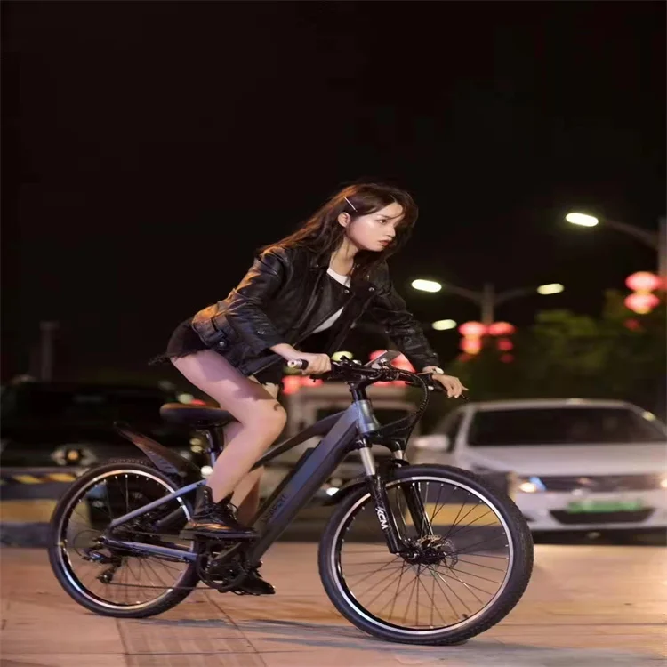 48V Electric Mountain Bike with Central Mid Drive Motor Featuring Suspension Fork and Disc Brake for 350W 500W 750W