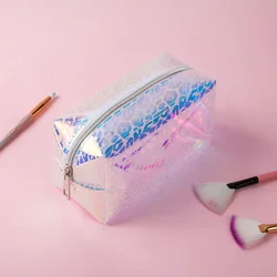 Custom Holographic Iridescent TPU PVC Women Make up Pouch Zipper Bag Cosmetic Bags Laser Bags
