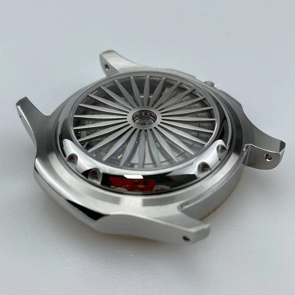 Модный тонкий чехол из нержавеющей стали 316L 10ATM Sunray с сапфировым стеклом и радиальными полосами 007