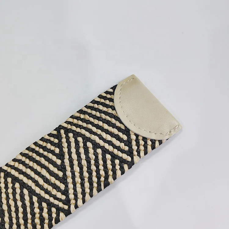 OEM Fashion PP Grass Woven Round Buckle Woven Braided Belt Waist Belts Women Ladies For Dress Accessories