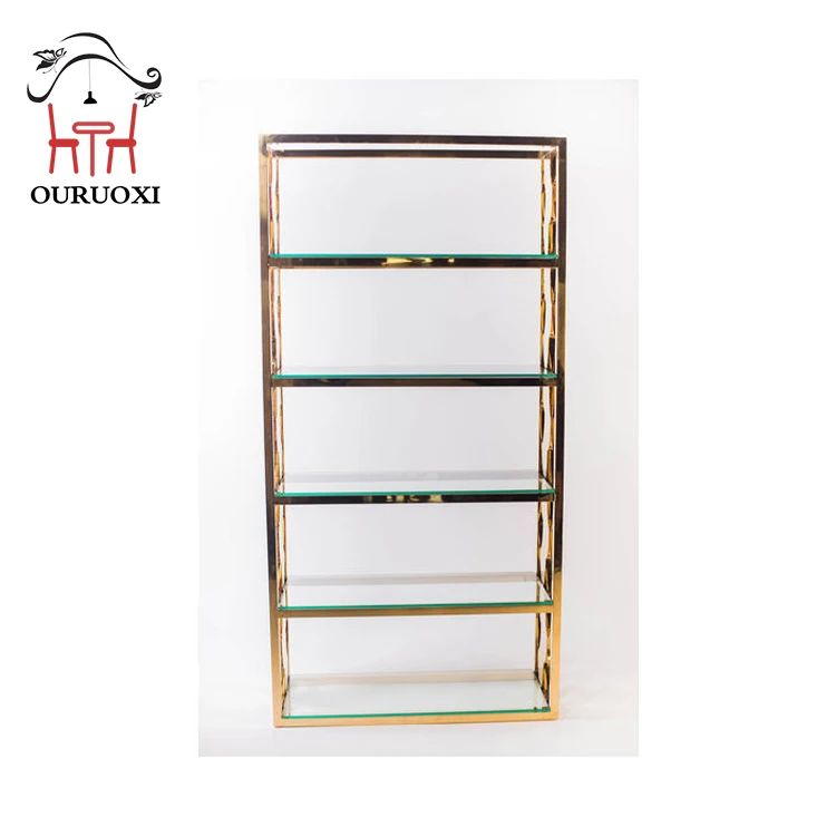 Bar furniture gold steel frame stainless steel wine rack modern portable bar shelves