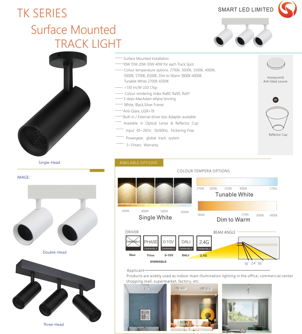 3000k cob led track light