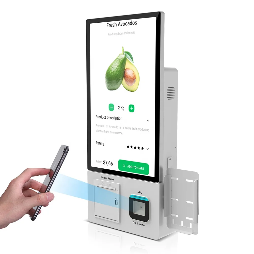 Credit Card Payments Machine 21.5" Nfc Reader Thermal Printer Pos Terminal Touch Screen Self Service Kiosks for Mall SDK