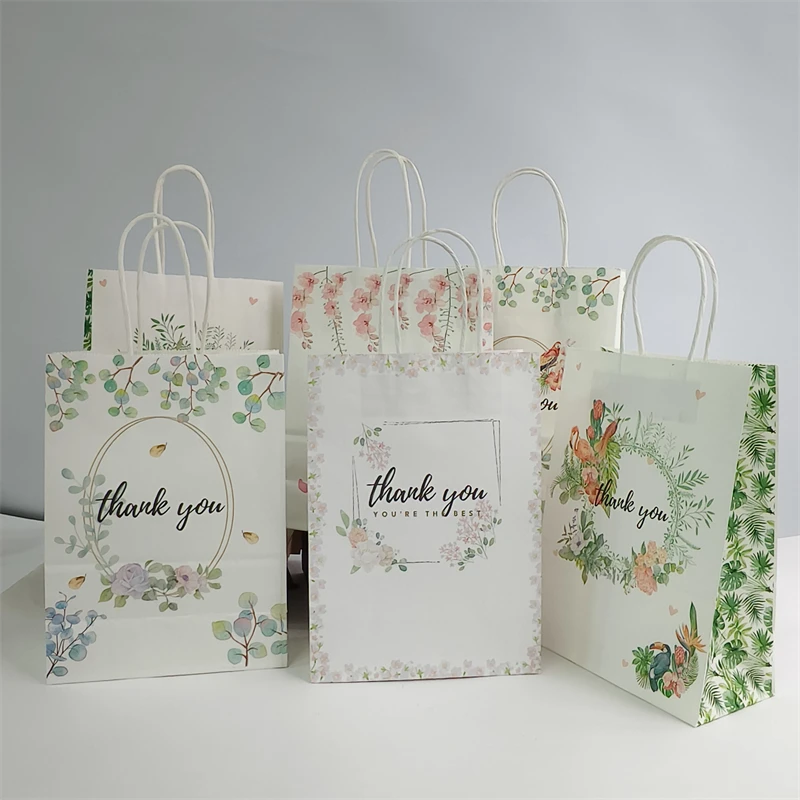 22*27*11cm Thank You Gift Bags Kraft Paper Candy Cookies Packing Bag Wedding Gift For Guest Birthday Wedding Party Decoration