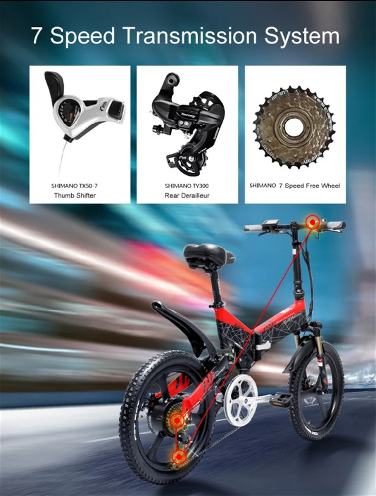 
LANKELEISI G650 20-inch bike folding electric bicycle 48V400W10.4 / 12.8 / 14.5AH lithium battery, level 5 electric moped 