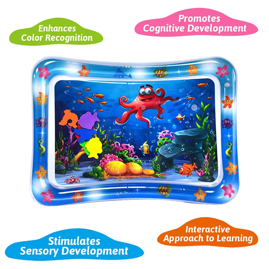 Environmental hot selling high quality cute octopus pattern pvc inflatable baby water play mat for fun