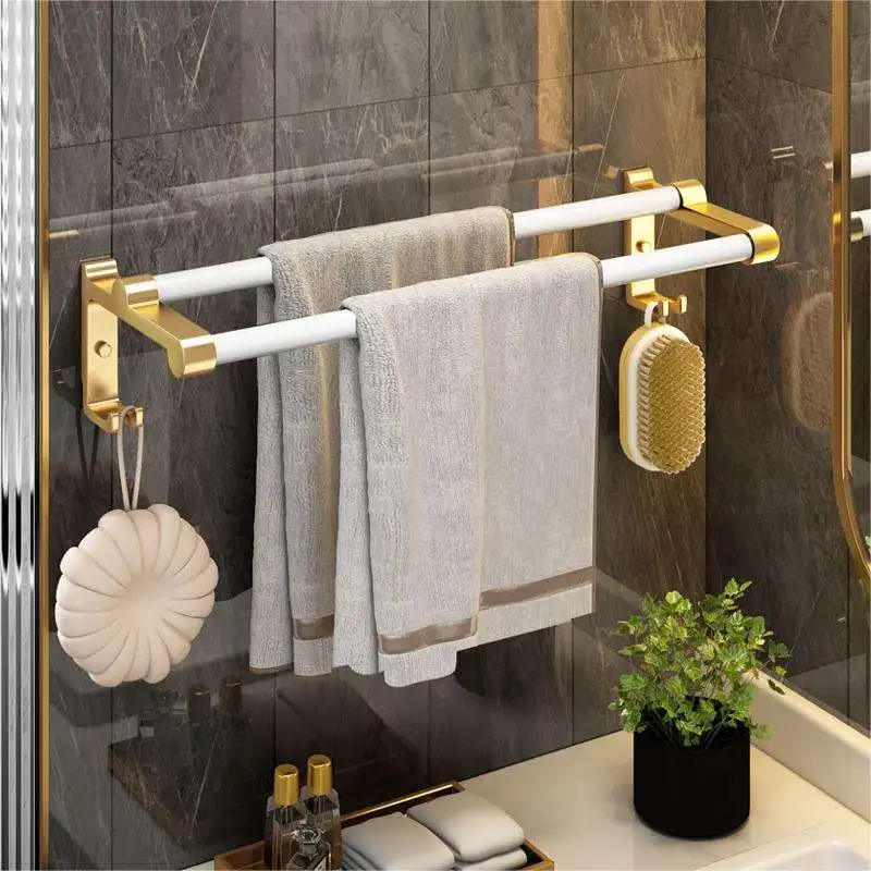 Luxury Bath Hardware Sets Aluminium Hotel White Golden Bathroom Hardware Set
