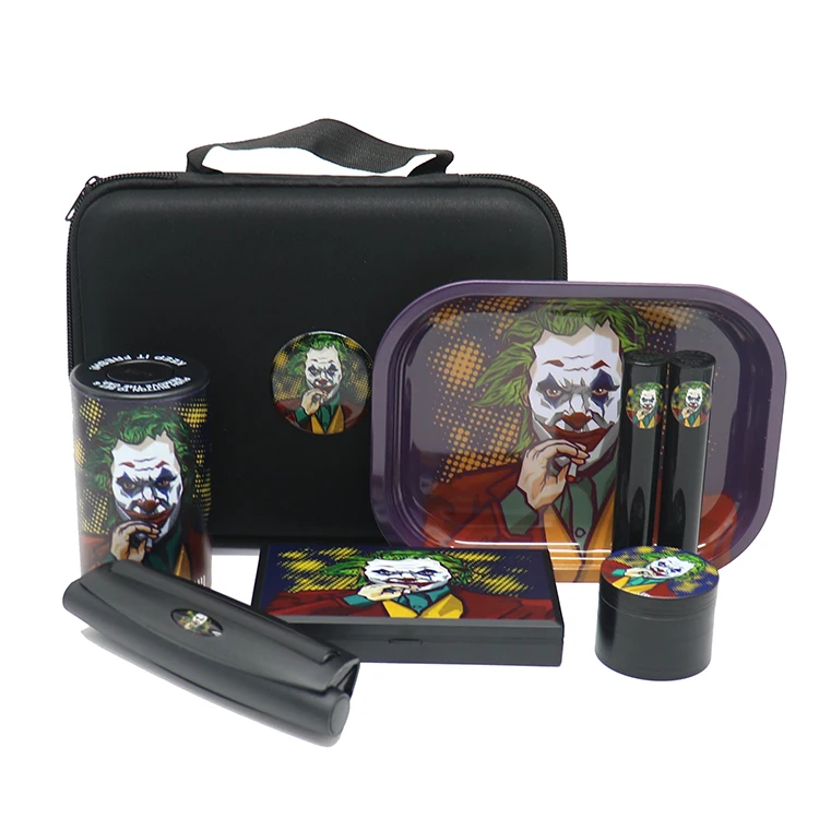 Wholesale Smoke Shop Travel Bag Smoking Set Custom Metal Rolling Tray Digital Scale Herb Grinder Smoking Accessories