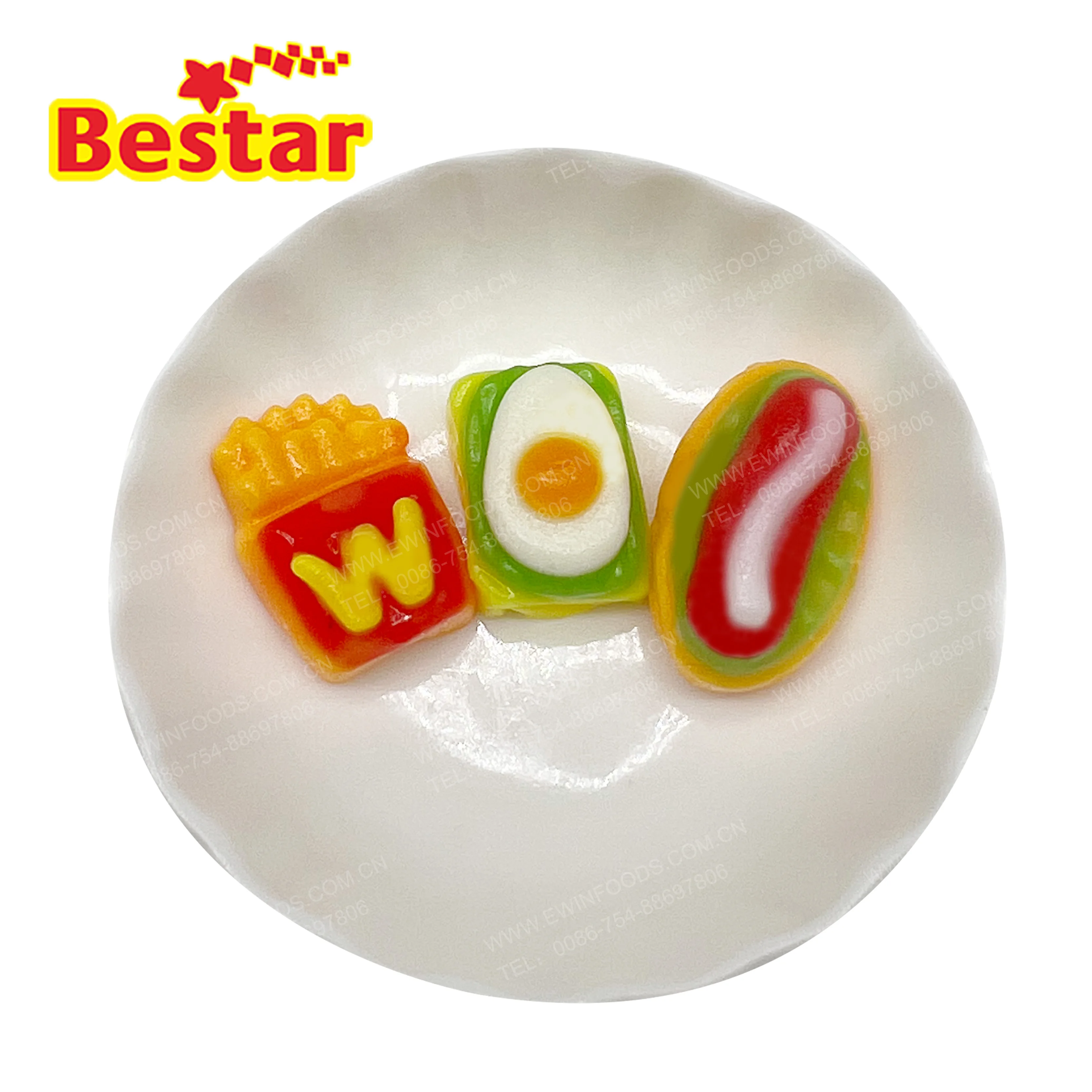 Free sample gummy french fries shape gummy candy sandwich shape gumdrop fast food shape gummies