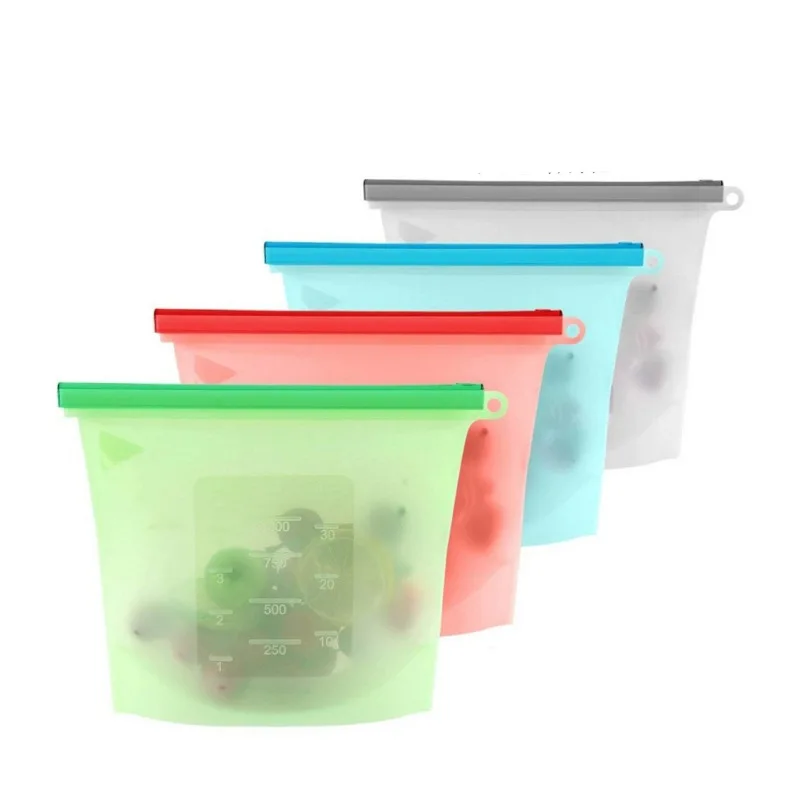 BPA Free Leakproof Fresh Vacuum Food Grade Silicone Food Storage Fresh Bag Preservation with Ziplock Holder