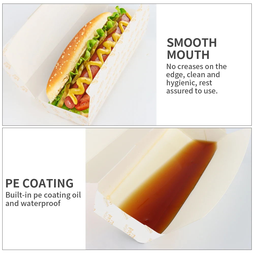 Packaging Food Grade Cardboard Fast Food Hot Dog Box Cheap Price Long Hamburger Paper Food Container Sandwich Packaging